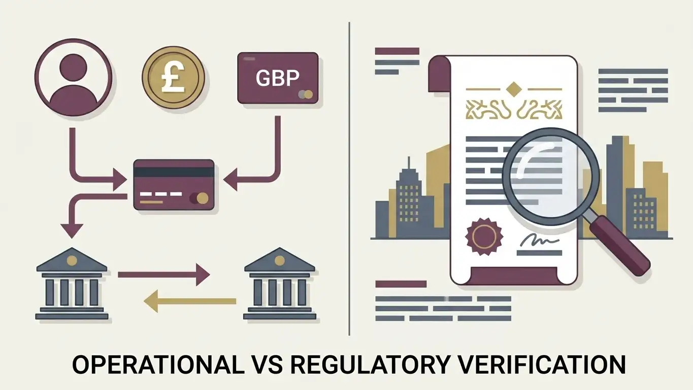 Conceptual two-panel illustration separating UK account provisions from UKGC licence status